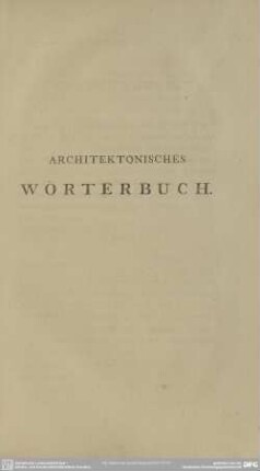 Architektonisches Wörterbuch