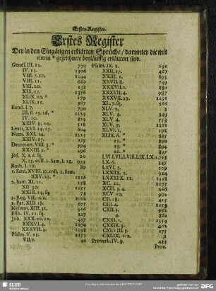 Erstes Register Der in den Eingängen erklärten Sprüche …
