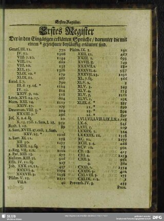 Erstes Register Der in den Eingängen erklärten Sprüche …