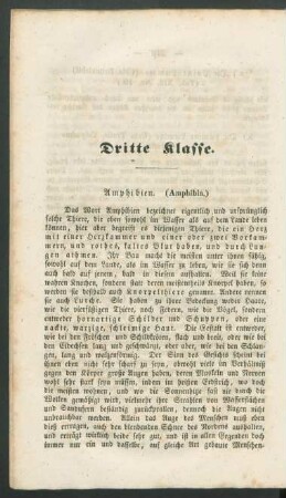 Dritte Klasse. Amphibien. (Amphibia.)