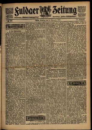 Erste Ausgabe vom Samstag, den 14. November 1903.