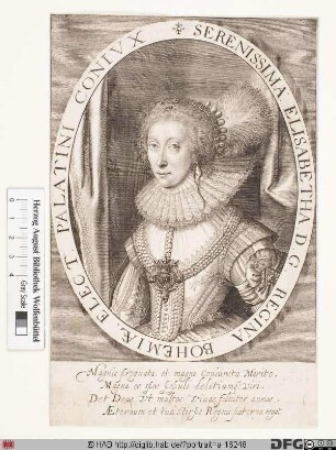 Bildnis Elisabeth (Stuart), 1614 Kurfürstin von der Pfalz, 1619-21 Königin von Böhmen, geb. kgl. Prinzessin von England u. Schottland