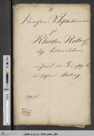 Rhode-Rottorf: Visitationsakten