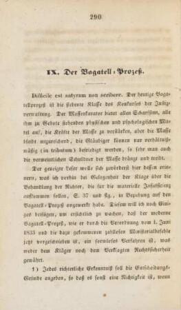 IX. Der Bagatell-Prozeß