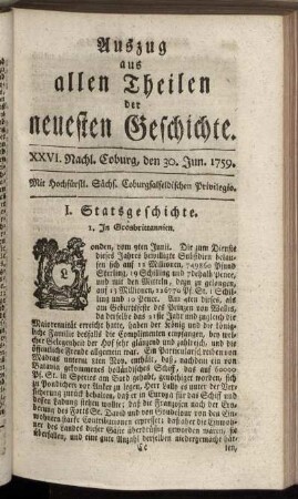 XXVI. Nachl. Coburg, den 30. Jun. 1759.