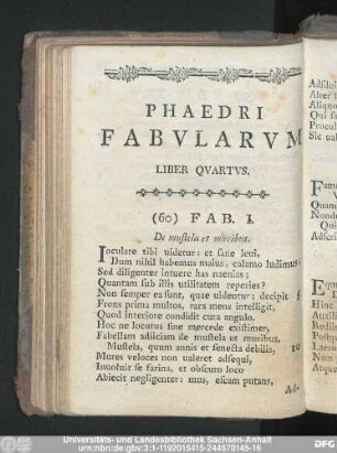 Phaedri Fabularum Liber Quartus.