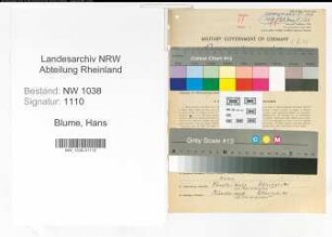 Entnazifizierung Hans Blume , geb. 09.01.1905 (Bankbeamter)