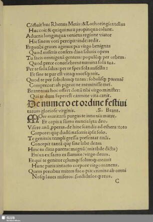De numero et ordine festiuitatum gloriose virginis.