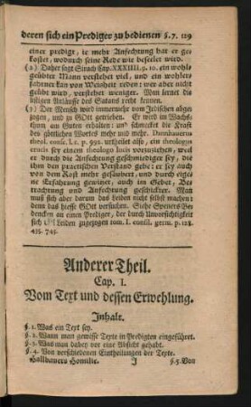 Cap. I. Vom Text und dessen Erwehlung.