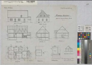 Langenholthausen (Balve) Forsthaus Karsberg Ansicht, Schnitte, Grundrisse 1913 1 : 100 48 x 61 Zeichnung Landsberg-Velensches Bauamt Landsberg-Velen