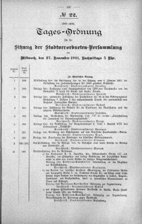 Tages-Ordnung, 27. November 1901