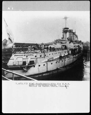 Die S. M. S. Wettin im Kieler Hafen
