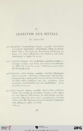 Arbeiten aus Metall (Nr. 435-453)