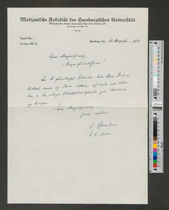 Brief an Werner von Melle