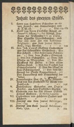 Inhalt des zweyten Stüks