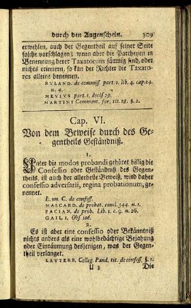 Cap. VI. Von dem Beweise durch des Gegentheils Geständniß.