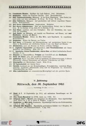 III. Auktionstag: Mittwoch, den 30. September 1903. Vormittag 10 Uhr (Nr. 407-574)