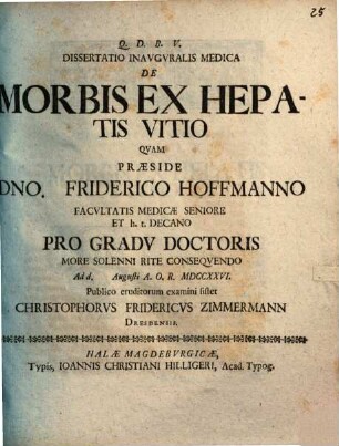 Dissertatio Inavgvralis Medica De Morbis Ex Hepatis Vitio