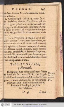 Theophilus, 3. Novemb.