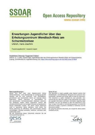 Erwartungen Jugendlicher über das Erholungszentrum Wendisch-Rietz am Scharmützelsee