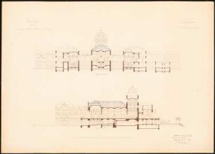 Prinzliches Palais Schinkelwettbewerb 1901: Längsschnitt, Querschnitt