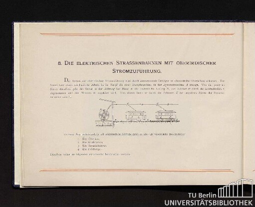 B. Die elektrischen Strassenbahnen mit oberirdischer Stromzuführung.