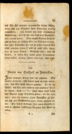 14. Amalie von Seelhorst an Friederiken.