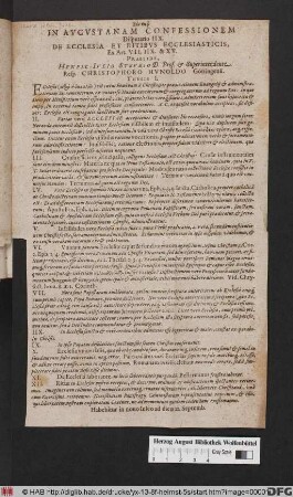 In Augustanam Confessionem Disputatio IIX. De Ecclesia Et Ritibus Ecclesiasticis, Ex Art. VII. IIX. & XV