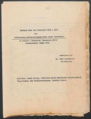 1928/29: Bericht über das Schuljahr ... des Städtischen Reform-Realgymnasiums nebst Realschule zu Berlin-Hermsdorf - 1928/29