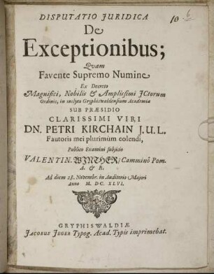 Disputatio Iuridica De Exceptionibus