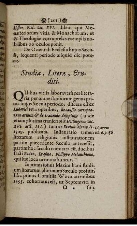 Studia, Literae, Eruditi