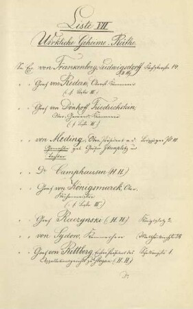Liste VII. Wirklich Geheime Räthe