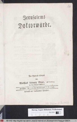 Jerusalems Doktorwürde