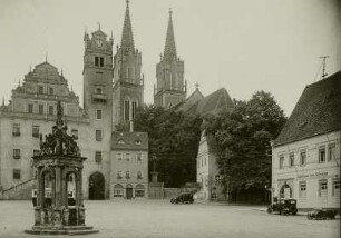 Oschatz, Neumarkt, Brunnen, Automobile,1928