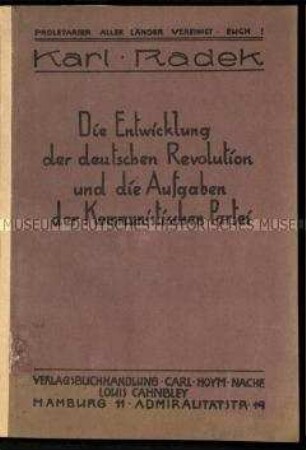Schrift über die Entwicklung der deutschen Revolution und Forderungen an die Arbeit der Kommunistischen Partei