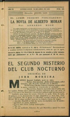 1925009388: El segundo misterio del club nocturno