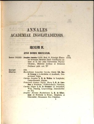Annales Ingolstadiensis Academiae. Pars V., ... ab ao. 1772, quo Mederer desiit, usque ad annum 1826 incl.