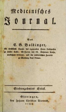 Medicinisches Journal. 5. 1788/89 = St. 17 - 20
