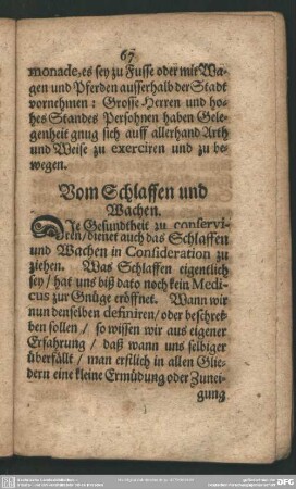 Vom Schlaffen und Wachen