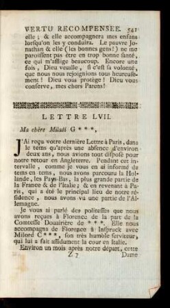 Lettre LVII. Ma chère Miladi G***, ...