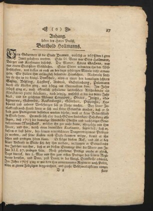 Anhang. Leben des Herrn Probst, Barthold Hollmanns