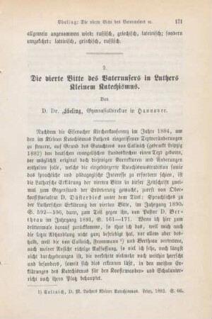 171-182 Die vierte Bitte des Vaterunsers in Luthers Kleinem Katechismus