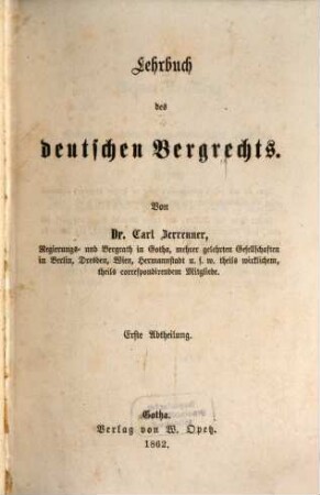Lehrbuch des deutschen Bergrechts, 1