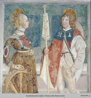Der heilige Nazarius zu Pferde mit der heiligen Katharina und dem heiligen Rochus : Die Heilige Katharina und der Heilige Rochus