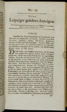 No. 15. Den 19ten Februar 1790.