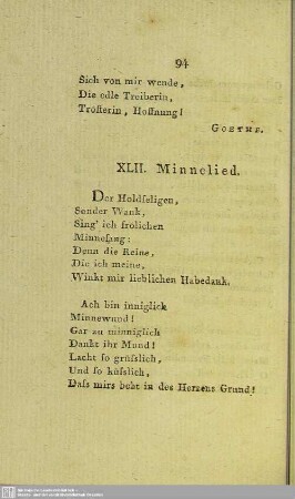 XLII. Minnelied