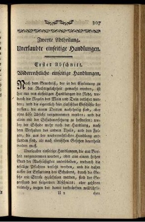 Zweyte Abtheilung. Unerlaubte einseitige Handlungen