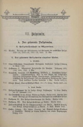 VII. Polizeiwesen