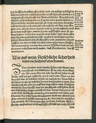 Wie auß wein Fleischliche sicherheit unnd ein forchtloß leben komme.