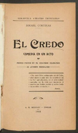 1908000100: El credo : comedia en un acto